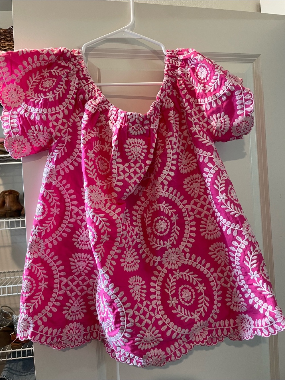 Vici Hot Pink Embroidered Peasant Blouse